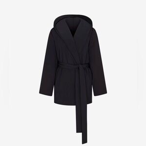 Nike x SKIMS Women’s Woven Nylon Hooded Wrap Coat - Obsidian Black - Size 3X